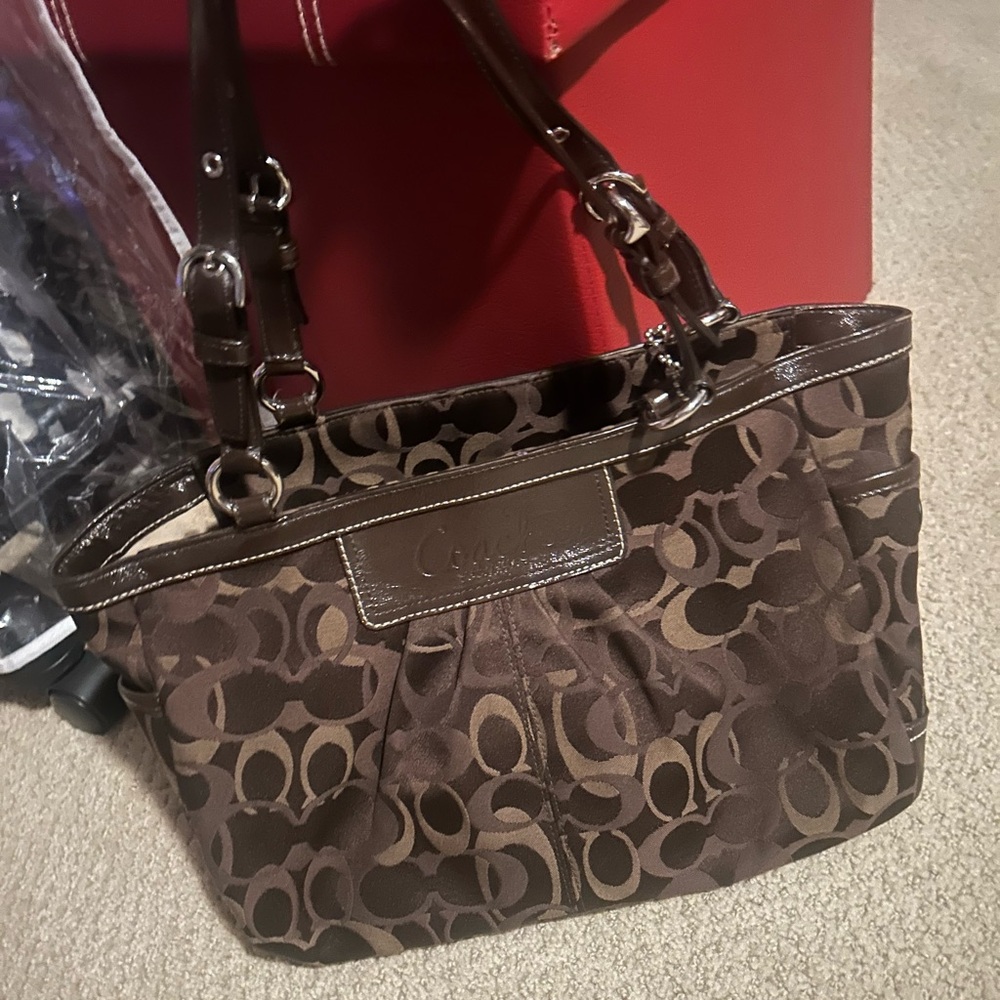 Coach Brown Optic Signature Shoulder Bag